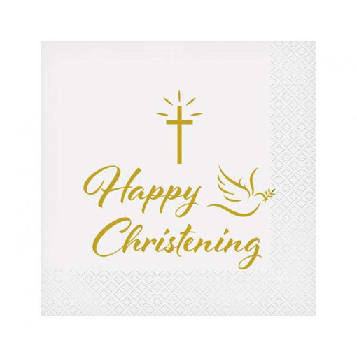 Picture of CHRISTENING NAPKINS WHITE 33X33CM - 20 PACK